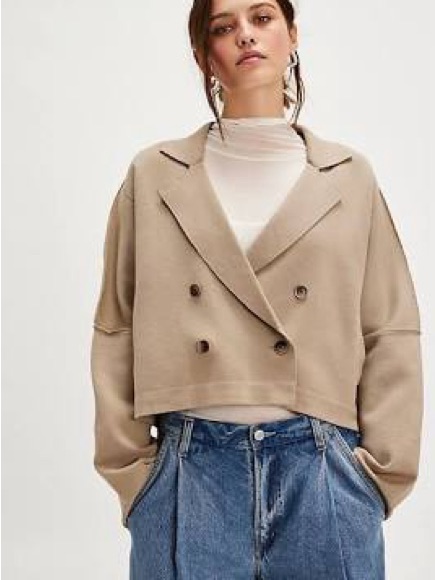 We The Free Sadie Crop Sweater Blazer Size L